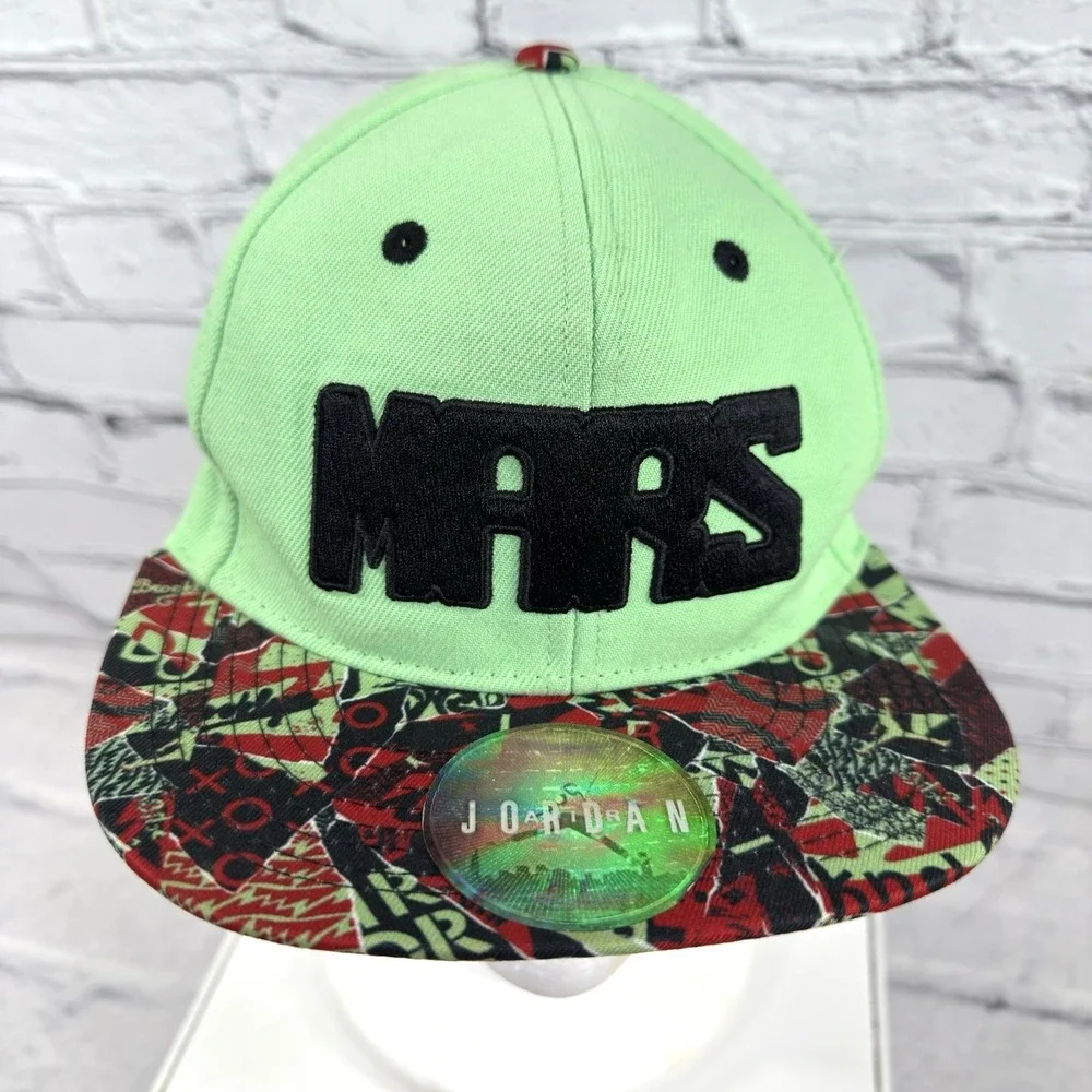 Jordan Jumpman Mars‎ Snapback Hat Youth Adjustable Green Graffiti Brim Cap